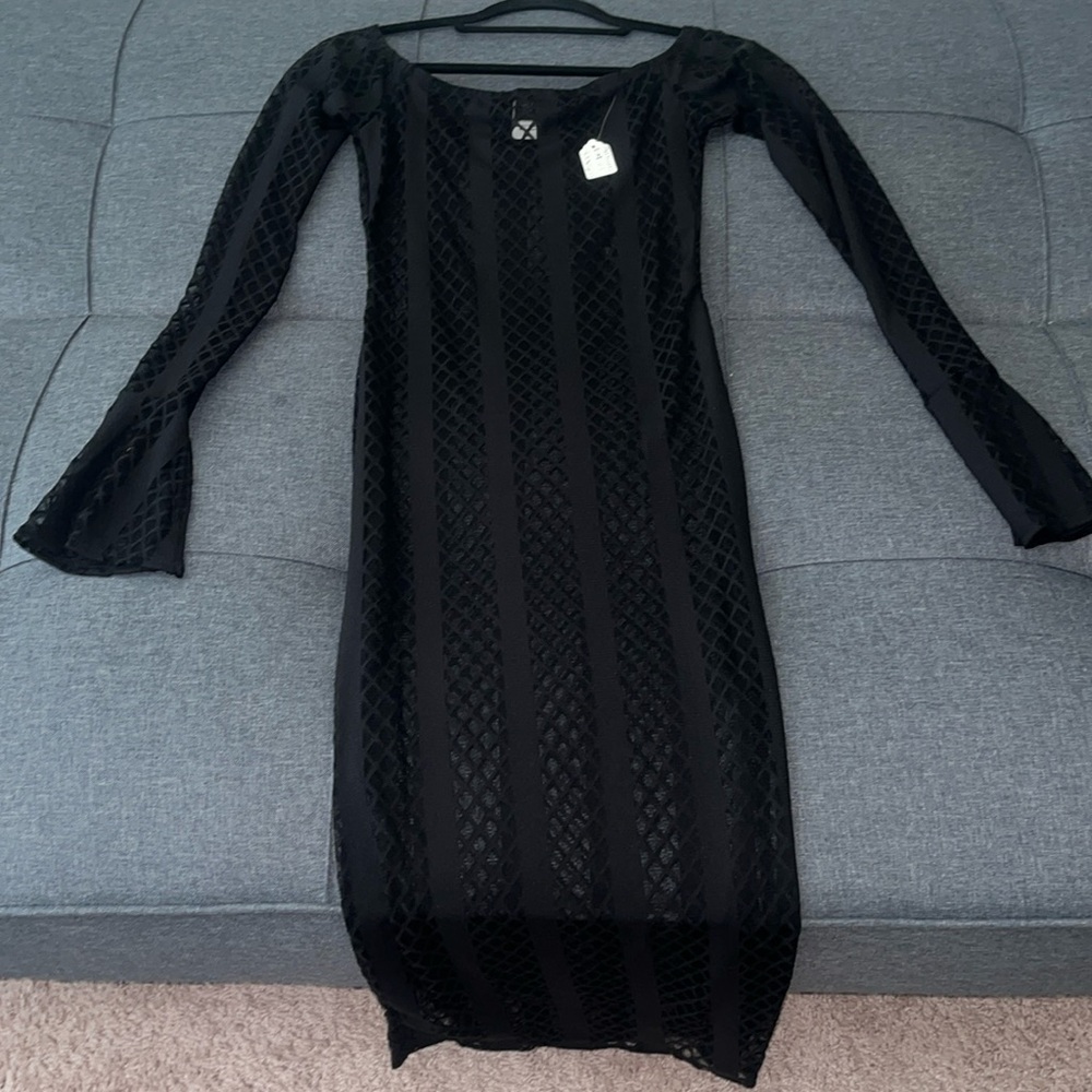 Long mesh unique sleeve club dress🖤 - Picture 1 of 4